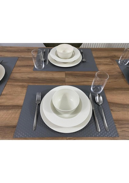 Amerikan Servis 48X30 cm 4 Adet Açık Gri Nokta Desenli Suni Deri fiyatları