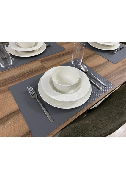 Amerikan Servis 48X30 cm 4 Adet Açık Gri Nokta Desenli Suni Deri modelleri