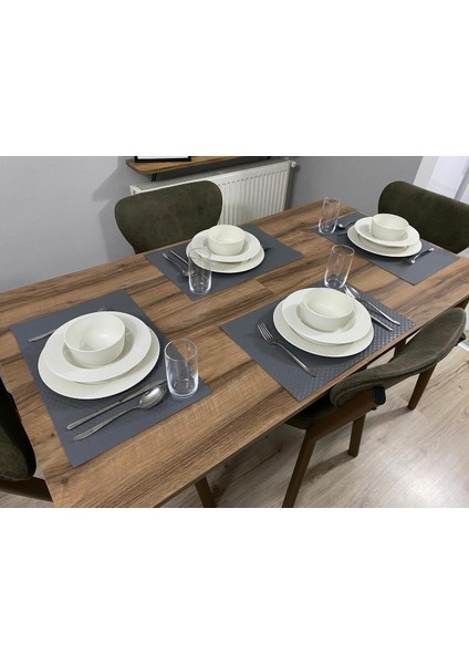 Amerikan Servis 48X30 cm 4 Adet Açık Gri Nokta Desenli Suni Deri fırsatları