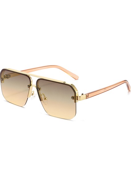 Erkekler Için Yeni Degrade Güneş Gözlüğü Moda Metal Büyük Çerçeve Güneş Gözlüğü Marka Tasarım Lüks Lunette De Soleil Homme UV400 Gözlük (Yurt Dışından)