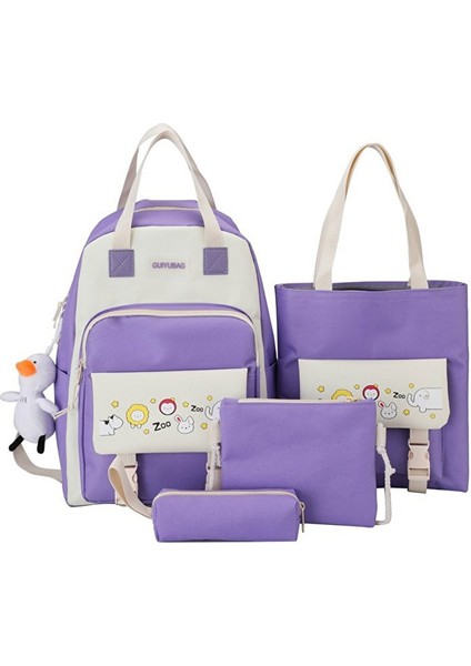 Fıy Sırt Çantası Tüm Maç Öğrenci Okul Çantası Aşınmaya Dayanıklı Sırt Çantası Seti Açık Seyahat Çantası 4 Adet (Yurt Dışından)