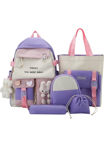 Xc Space Rahat Naylon Renk Eşleştirme Sevimli Kız Büyük Kapasiteli Okul Çantası (Yurt Dışından)