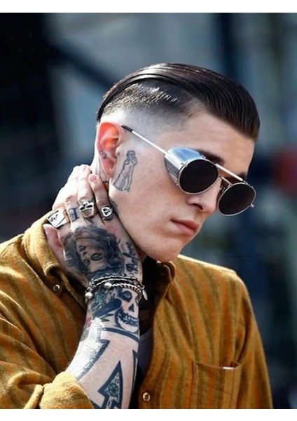 Modaya Uygun Retro Steampunk Güneş Gözlüğü Erkek Marka Tasarımcı Yuvarlak Buhar Punk Alaşım Güneş Gözlüğü Gözlük Kadınlar Için UV400 Gafas De Sol (Yurt Dışından) modelleri