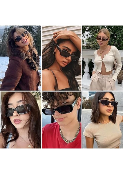 Adet/takım Dikdörtgen Güneş Gözlüğü Kadınlar Için Retro Sürüş Gözlükleri 90'lı Vintage Moda Dar Kare Çerçeve UV400 Koruma (Yurt Dışından)