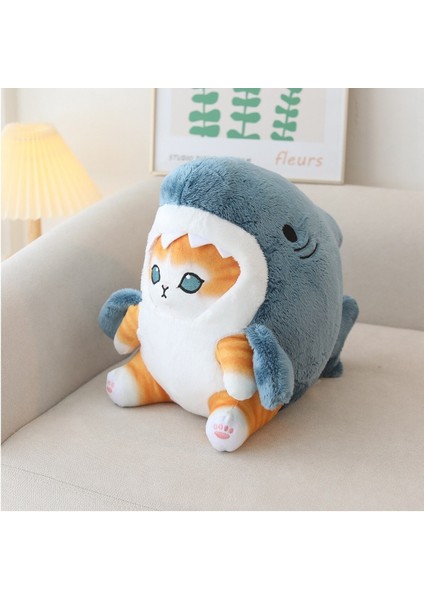 Heers Sevimli Köpekbalığı Kedi Kızarmış Karides Kedi Peluş Bebek Oyuncaklar Karikatür Kedi Cosplay Köpekbalığı Renkli Hayvan Yastığı Çocuklar Için Ler 33 cm (Yurt Dışından)