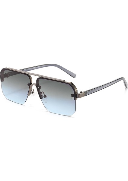 Erkekler Için Yeni Degrade Güneş Gözlüğü Moda Metal Büyük Çerçeve Güneş Gözlüğü Marka Tasarım Lüks Lunette De Soleil Homme UV400 Gözlük (Yurt Dışından)