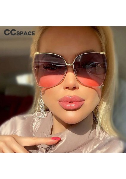 45476 Büyük Boy Kare Güneş Kadınlar Metal Çerçeve Moda Lüks Hollow Çerçeve Marka Güneş Gözlüğü Kadın Degrade Shades (Yurt Dışından) fırsatları