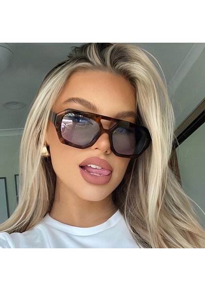Vintage Kare Güneş Gözlüğü Kadın Retro Marka Ayna Güneş Gözlüğü Shuangqiao Moda Şeker Renkler Oculos De Sol Feminino (Yurt Dışından)