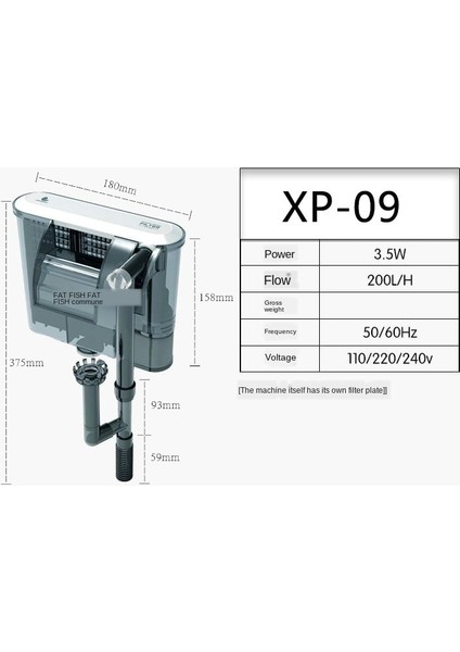 Xp-05 Stili Akvaryum Filtresi Aksesuarları Hava Pompası Şelale Akvaryum Filtresi Tankı Harici Duvara Monte Edilebilir Yağ Filmi Işleme Balık Tankı Pompası (Yurt Dışından) modelleri