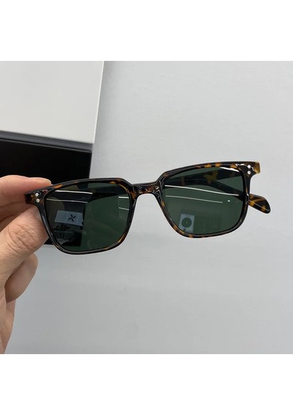 Leopar Koyu Yeşil Kare Güneş Gözlüğü Adam Shades Erkek Güneş Gözlüğü Marka Tasarımcı Seyahat Vintage Oculos De Sol (Yurt Dışından)