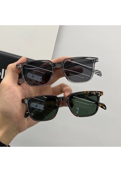 Leopar Koyu Yeşil Kare Güneş Gözlüğü Adam Shades Erkek Güneş Gözlüğü Marka Tasarımcı Seyahat Vintage Oculos De Sol (Yurt Dışından)
