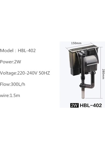 HBL-402 Stili Ab Adaptör Fişi Harici Güç Filtresi Sessiz Sessizlik Akvaryum Balıkları Su Tesisi Tankı Kartuşu Değiştirin Şelale Harici Oksijen Üzerinde Asın (Yurt Dışından)