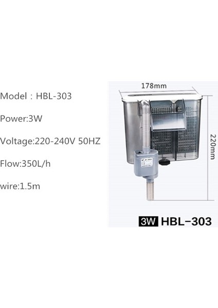 HBL-303 Stili Au Adaptör Fişi Harici Güç Filtresi Sessiz Sessizlik Akvaryum Balıkları Su Tesisi Tankı Kartuşu Değiştirin Şelale Harici Oksijen Üzerinde Asın (Yurt Dışından)