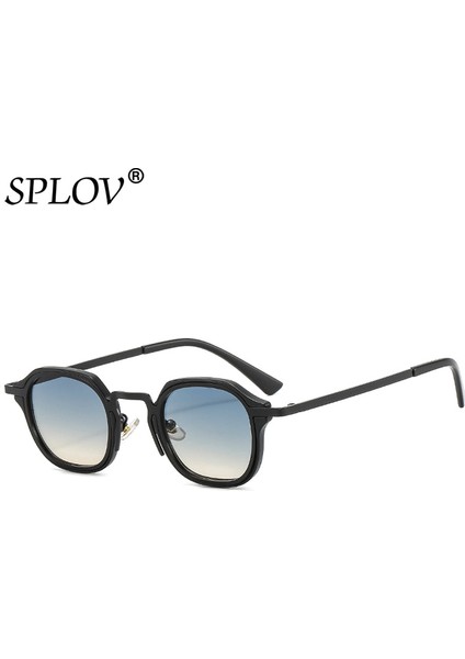 Yeni Moda Küçük Kare Güneş Gözlüğü Erkekler Kadınlar Retro Punk Shades Erkek Kadın Vintage Moda Sürüş Gözlükleri UV400 Siyah Leopar (Yurt Dışından)