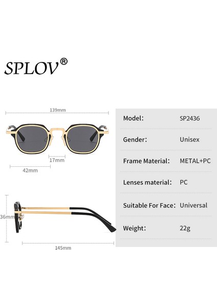 Yeni Moda Küçük Kare Güneş Gözlüğü Erkekler Kadınlar Retro Punk Shades Erkek Kadın Vintage Moda Sürüş Gözlükleri UV400 Siyah Leopar (Yurt Dışından)