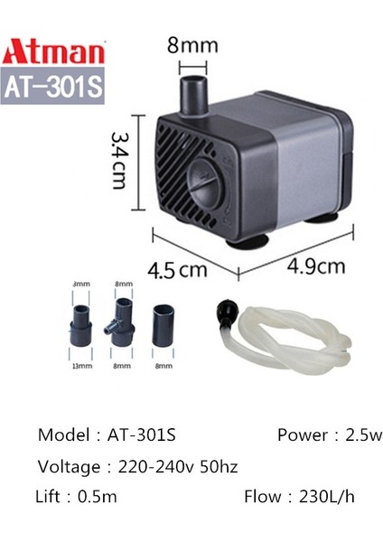 AT301S Stili Ingiltere Adaptör Fişi Atman Yeni At Serisi Balık Tankı Enerji Tasarruflu Sessiz Dalgıç Pompa, At, Yüksek Kaldırma Fıskiye Pompası. (Yurt Dışından)