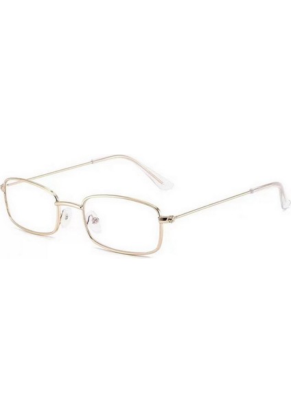 Moda Retro Küçük Dikdörtgen Metal Çerçeve Güneş Gözlüğü Vintage Kare Güneş Gözlüğü Renkli Lens Erkekler Kadınlar Trendy UV400 Gözlük (Yurt Dışından)