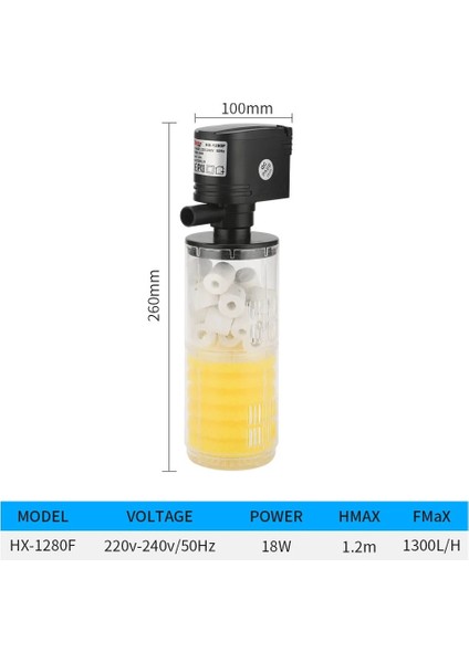 HX-1280F Stili Ab Fişi Yedi Ana Akvaryum Filtresi Balık Tankı Filtresi Akvaryum Hava Pompası Oksijen Artırmak Akvaryum Iç Filtresi Akvaryum Pompası (Yurt Dışından)