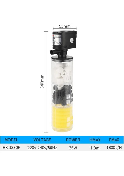 HX-1380F Stili Ab Fişi Yedi Ana Akvaryum Filtresi Balık Tankı Filtresi Akvaryum Hava Pompası Oksijen Artırmak Akvaryum Iç Filtresi Akvaryum Pompası (Yurt Dışından)