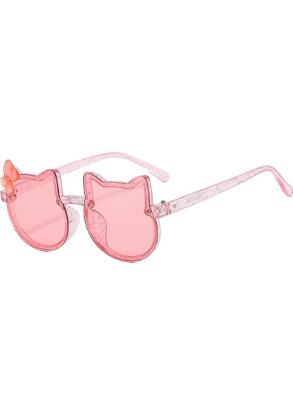 Yaz Çocuk Sevimli Kitty Güneş Gözlüğü Akrilik Yay Açık Uv Koruma Güneş Gözlüğü Bebek Kız Klasik Çocuk Boy UV400 Gözlük (Yurt Dışından)