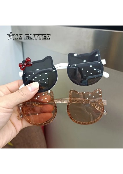 Yaz Çocuk Sevimli Kitty Güneş Gözlüğü Akrilik Yay Açık Uv Koruma Güneş Gözlüğü Bebek Kız Klasik Çocuk Boy UV400 Gözlük (Yurt Dışından) modelleri