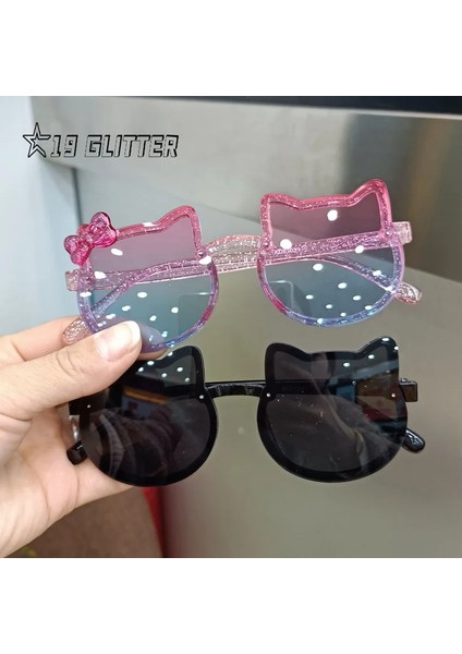 Yaz Çocuk Sevimli Kitty Güneş Gözlüğü Akrilik Yay Açık Uv Koruma Güneş Gözlüğü Bebek Kız Klasik Çocuk Boy UV400 Gözlük (Yurt Dışından) fırsatları