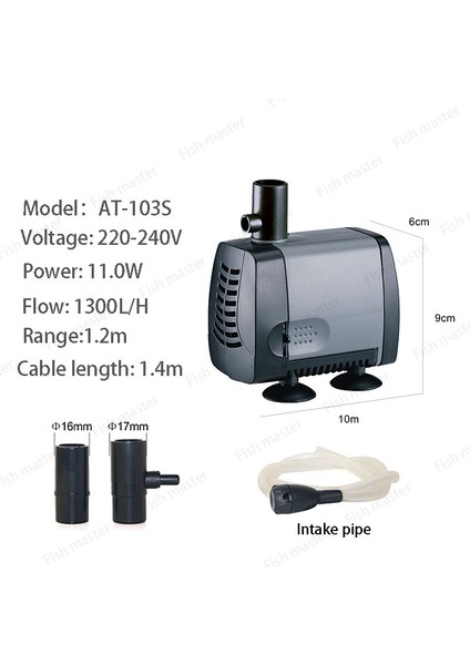 AT-103S Stili Au Adaptör Fişi Atman Yeni At Serisi Balık Tankı Enerji Tasarrufu Ultra Sessiz Dalgıç Pompa, Bahçe Göleti Dekoratif Yağmurlama Pompasırockery Pompası (Yurt Dışından)