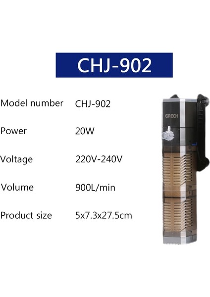 CHJ-902 Stili Ab Fişi Akvaryum Filtre Pompası Süper 4 1 Balık Tankı Dalgıç Hava Oksijen Dahili Pompa CHJ502CHJ602CHJ902CHJ1502 Su Pompası (Yurt Dışından)