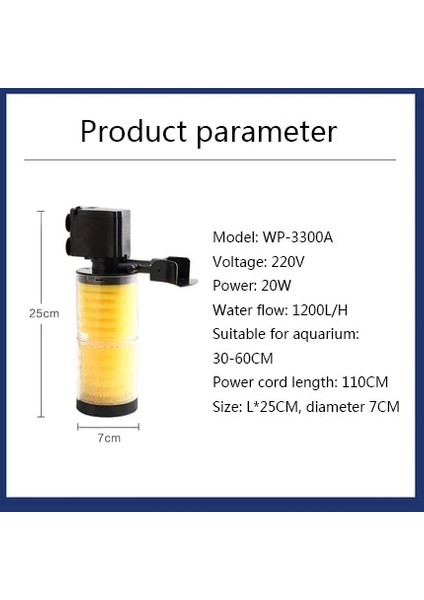 20W Tarzı Au Adaptör Fişi Çok Fonksiyonlu Akvaryum Filtresi Balık Tankı Için Filtre Akvaryum Filtre Süngeri Için Dahili Filtre Dalgıç Pompa Oksijen Pompası (Yurt Dışından)