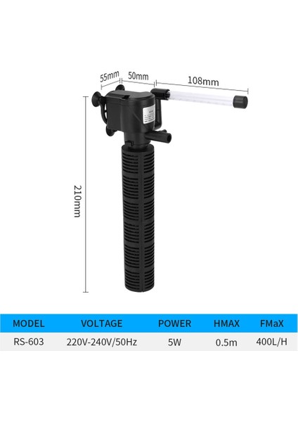 Rs 603 Ab Stili M Balık Tankı Oksijen Filtresi Akvaryum Dahili Su Arıtma Cihazı Dalga Yapıcı Dalgıç Oksijen Dahili Sünger Pompası (Yurt Dışından)