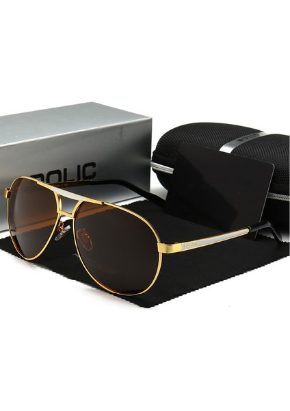 Erkekler Için Policer Güneş Gözlüğü Polarize Güneş Gözlükleri Seyahat Eyewears Uv 400 Koruma ile Klasik Pilot Gözlüğü Lüks Markalar 8480 (Yurt Dışından)