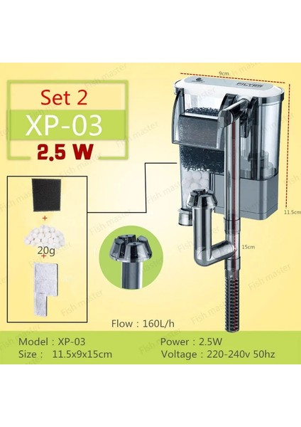 Xp-03 Set 2 Stili Ab Adaptör Fişi Sıcak Satış Akvaryum Submersibl 3-In-1 Harici Asılı Balık Tankı Güç Filtresi Şelale Harici Akvaryum Plug-On Filtre Hava Pompası (Yurt Dışından)