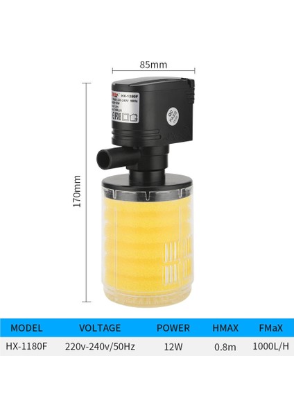 HX-1180F Stili Ab Fişi Akvaryum Çok Işlevli Filtre Pompası Oksijen Balık Tankı 4 Katmanlı Filtre Akvaryum Iç Filtre Malzemesi Hava Pompası (Yurt Dışından)
