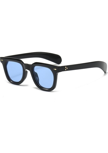 Ins Popüler Kadın Kare Güneş Gözlüğü Erkekler Vintage Perçinler Punk Kadın Shades UV400 Moda Erkek Güneş Gözlüğü (Yurt Dışından)