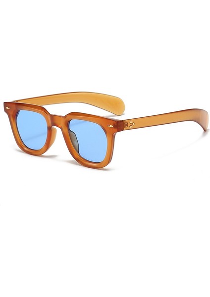 Ins Popüler Kadın Kare Güneş Gözlüğü Erkekler Vintage Perçinler Punk Kadın Shades UV400 Moda Erkek Güneş Gözlüğü (Yurt Dışından)