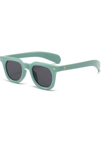 Ins Popüler Kadın Kare Güneş Gözlüğü Erkekler Vintage Perçinler Punk Kadın Shades UV400 Moda Erkek Güneş Gözlüğü (Yurt Dışından)