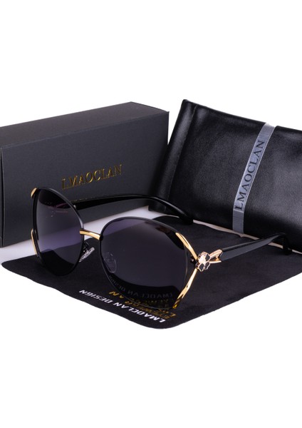 2024 Yeni Kadın Metal Polarize Güneş Gözlüğü Lüks Moda Bayanlar Vintage Marka Tasarımcısı Kadın Güneş Gözlüğü Oculos Gafas (Yurt Dışından)