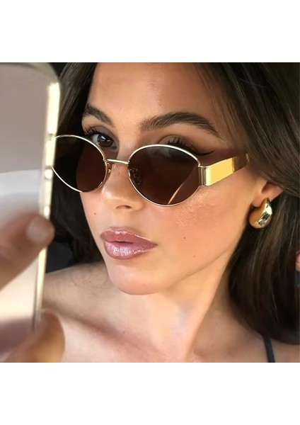Vintage Kadın Oval Güneş Gözlüğü Yeni Moda Steampunk Güneş Gözlüğü Bayanlar Klasik Retro Küçük Metal Marka Tasarımcı Gözlük UV400 (Yurt Dışından) fiyatları