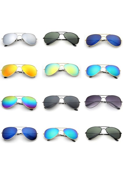 Foenıxsong Moda Güneş Gözlükleri Kadın Erkek Gözlük Degrade Ayna Lens Pilot Yuvarlak Mavi Gümüş Gri Yeşil Siyah Güneş Gözlüğü (Yurt Dışından)