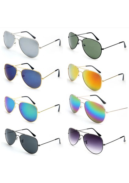 Foenıxsong Moda Güneş Gözlükleri Kadın Erkek Gözlük Degrade Ayna Lens Pilot Yuvarlak Mavi Gümüş Gri Yeşil Siyah Güneş Gözlüğü (Yurt Dışından)
