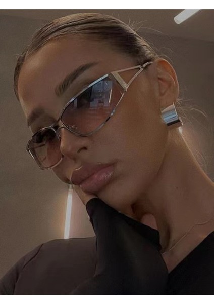 Y2K Güneş Kadınlar Erkekler Boy Marka Tasarımcısı Degrade Gözlüğü Güneş Gözlüğü Steampunk Gözlük Shades Gözlük Ayna Gözlük (Yurt Dışından) modelleri