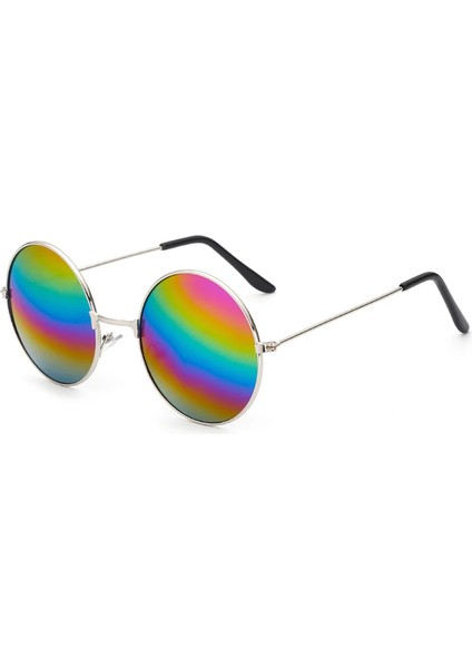 Foenıxsong Moda Güneş Gözlükleri Kadın Erkek Gözlük Degrade Ayna Lens Pilot Yuvarlak Mavi Gümüş Gri Yeşil Siyah Güneş Gözlüğü (Yurt Dışından)