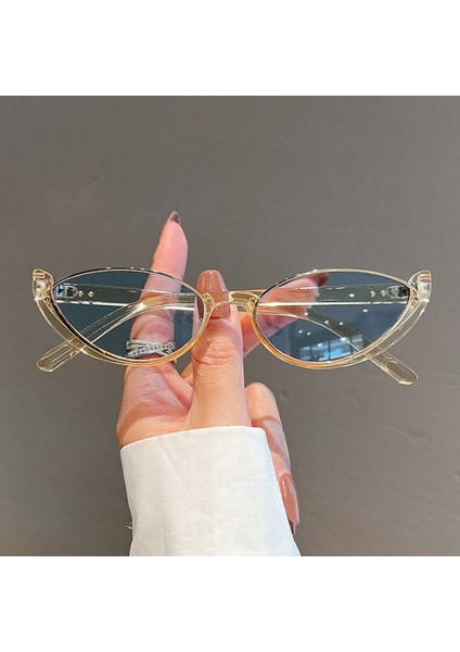 Yarım Çerçeve Küçük Kedi Göz Güneş Kadınlar Trendy Vintage Kompozit Shades Gözlük Moda Lüks Marka Tasarımcısı Güneş Gözlüğü (Yurt Dışından) fırsatları