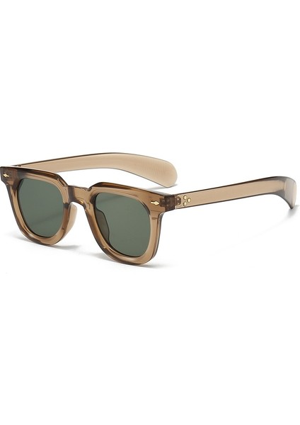 Ins Popüler Kadın Kare Güneş Gözlüğü Erkekler Vintage Perçinler Punk Kadın Shades UV400 Moda Erkek Güneş Gözlüğü (Yurt Dışından)