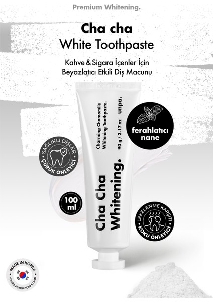 Kahve ve Sigara Içenler Için Kore Beyazlatıcı Vegan Diş Macunu Unpa Cha Cha White Toothpaste