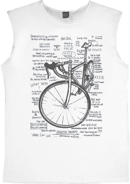 Yarış Bisikleti Yazılar Beyaz Kesik Kol / Kolsuz Erkek T-Shirt fiyatları