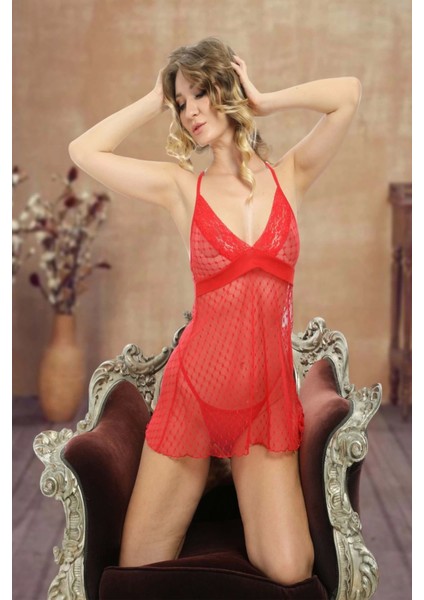 Kırmızı Dantel Gecelik - 114 fırsatları