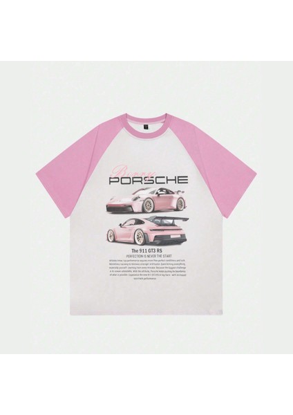 Beyaz Pembe Reglan 911 Gt3 T-Shirt