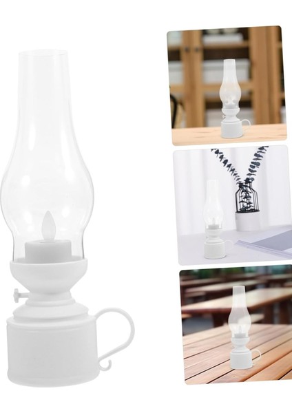 Dekoratif Eski Gaz Lamba Görünümlü Alev Efektli Pilli LED Lamba 18 cm