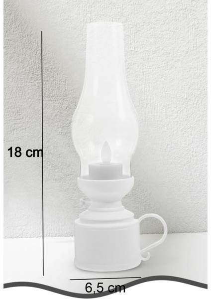 Dekoratif Eski Gaz Lamba Görünümlü Alev Efektli Pilli LED Lamba 18 cm